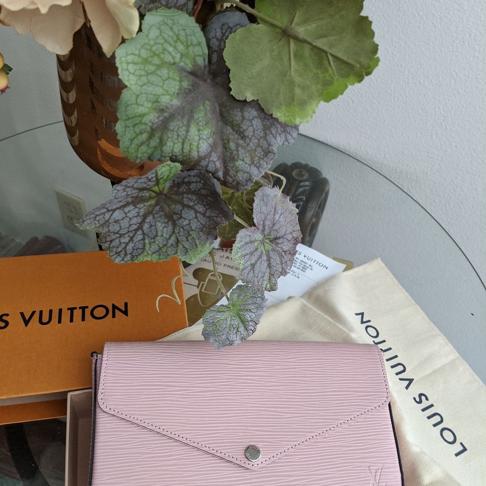 Auth Louis Vuitton Felicie Felicie Epi Rose Balle